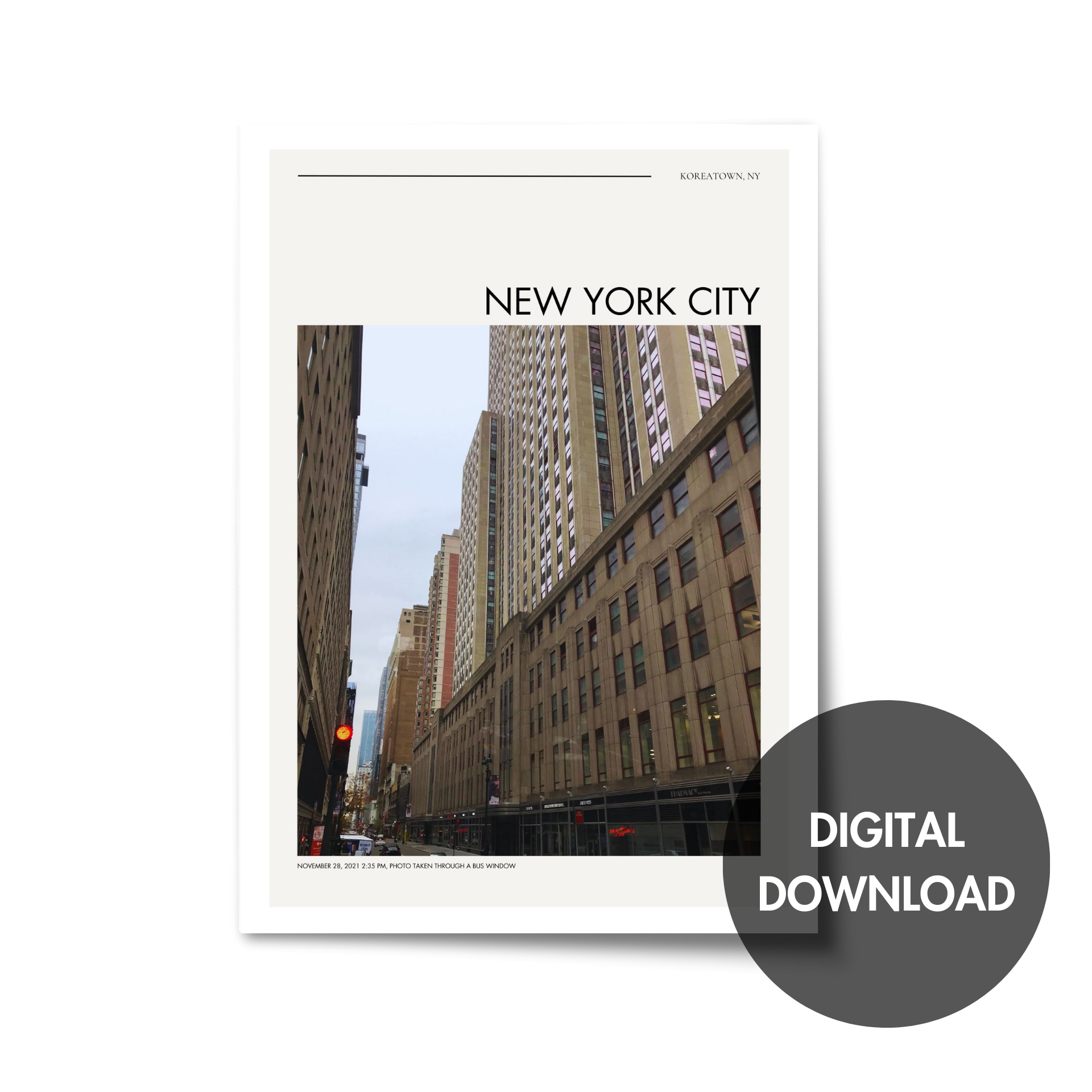 NEW YORK CITY PRINTABLE POSTER