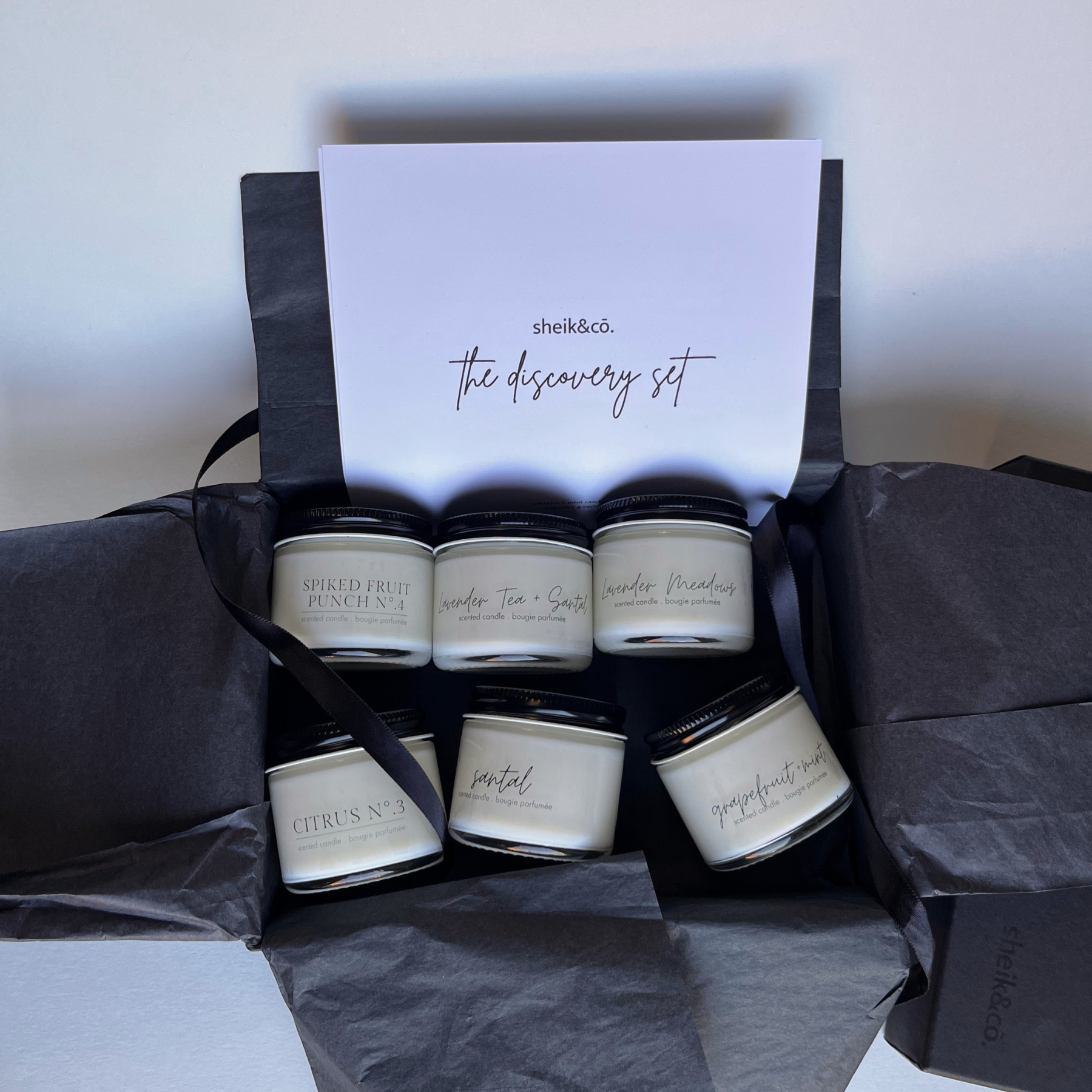 The Discovery set is a Set of candles in a gift box by 'sheik&co.'